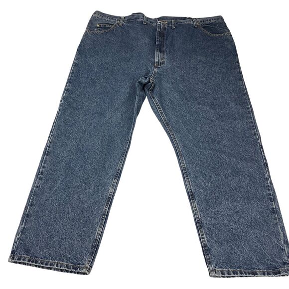 Wrangler Five Star Premium Denim Straight Leg Relaxed Fit Mens 50X30 Blue - Picture 3 of 16